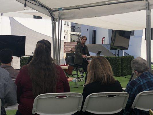 Socially distanced Sunday AM teaching in the tent