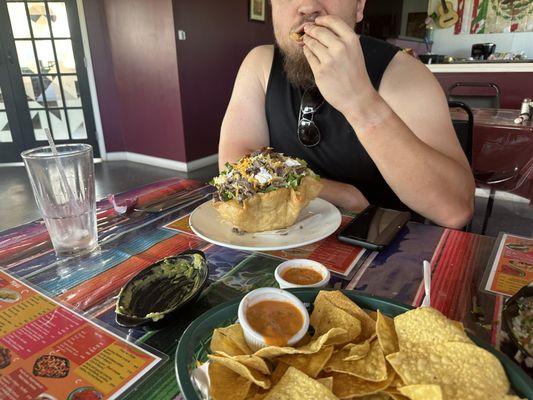 Chips and salsa and Taco Salad