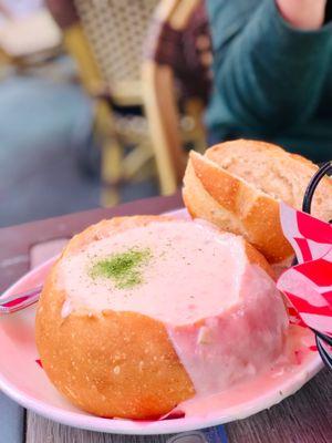 Clam Chowder in a bread bowl