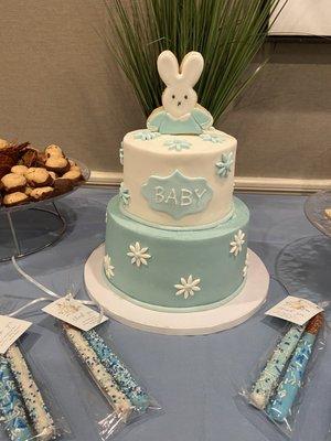 The cutest and most delicious baby shower cake. Almond batter with raspberry filling! Yummy!