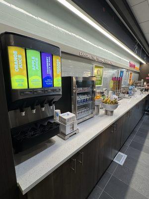 Breakfast bar with fresh made pancakes with a wave of the hand lol