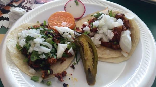 Taco y pastor and chorizo