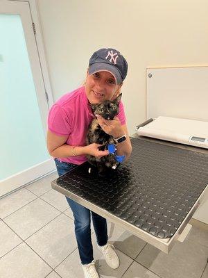 My wife, Haydee, with Yoda at La Quinta Pet Hospital