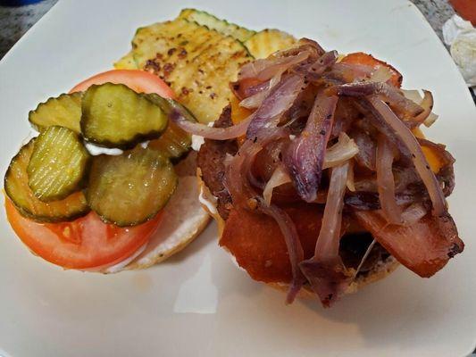 Vegan Lox, Cream cheese, onions, tomatoes, etc.