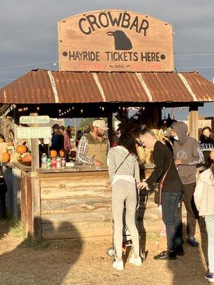 Hayride tickets purchased here along with drinks