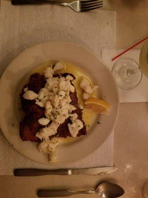 Stuffed veal with Mazzarella cheese and lump crab in a lemon butter sauce