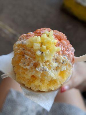 Passion fruit shave ice and guava