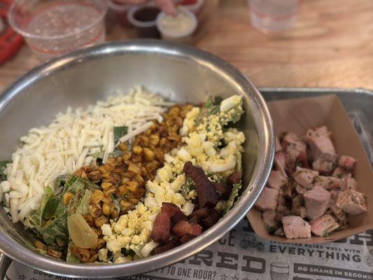 Chipotle Cobb Salad with chopped pork- delicious!