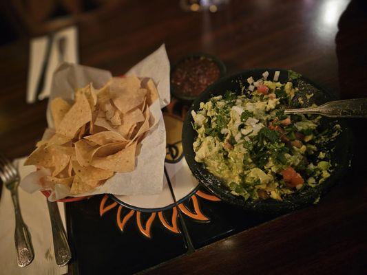 Table side guacamole and chips