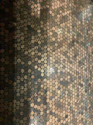 Cool bathroom floor. Actual pennies