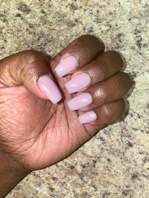 Natural acrylics with coffin shaped nails