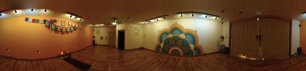 A panoramic view of our main studio with our new mandala