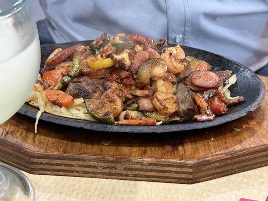 Leo's special  Grilled chicken and beef fajitas with bacon, small shrimp