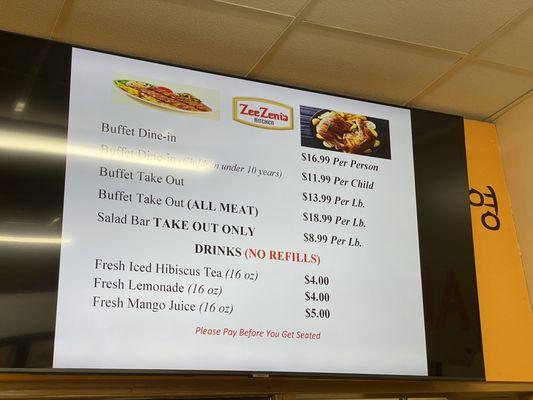 Hot foods buffet menu