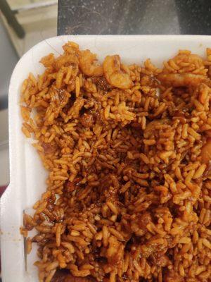 My rice had hair barely had shrimps rice was hard shrimps were dirty