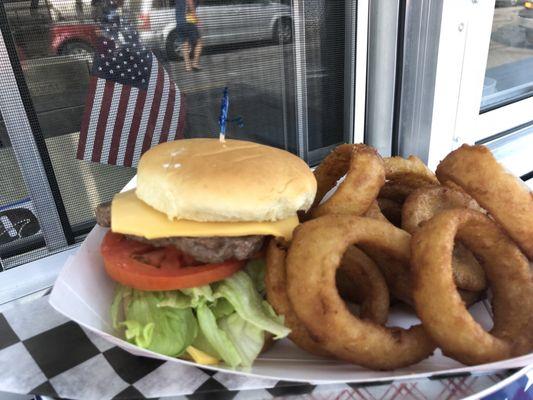 Burger & Onion Rings from Koral Hamburg Food Truck, the best!