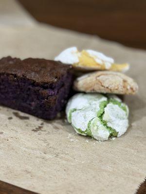 Ube Brownie and crinkle cookies.