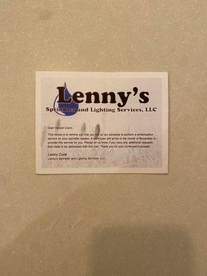 Lenny's Sprinkler and Lighting Services