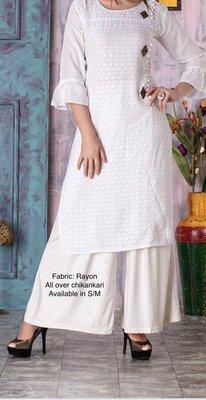 White - full chikankari