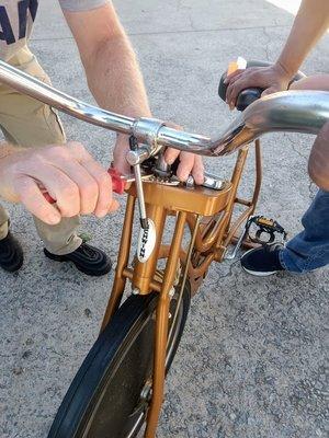 The friendly staff helped disassemble my vintage exercise bike so it would fit in the car!