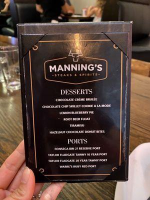 Dessert Menu