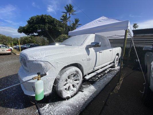 Foam bath on a sunny day!