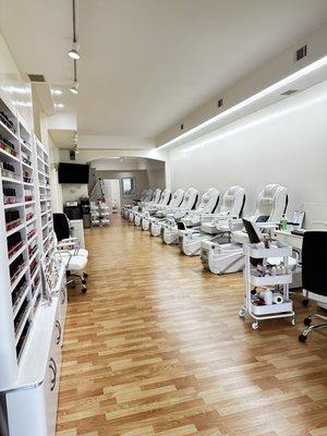 When you walk in you will notice our salon has a very good air flow with minimum to no fumes!