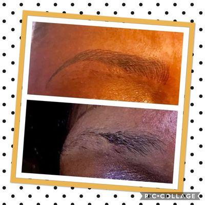 Microblading on over plugged eyebrows