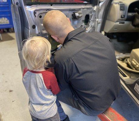 Teaching the youngins about car repair!