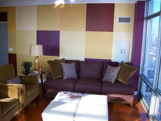 High-Rise Luxury Condo Custom Painting with Multi Color-BlocK Design and Accent furniture