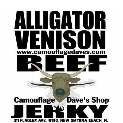 Camo Dave's Jerky Menu! Visit OUR ONLY LOCATION 311 Flagler Ave, 103, New Smyrna Beach, FL. Inside Island Soul Surf Shop