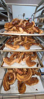 Homemade chicharones with meat