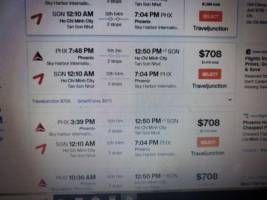 Here is the misleading prices from Travel Junction.  Representative said price for these are 300 more than what is being offered.