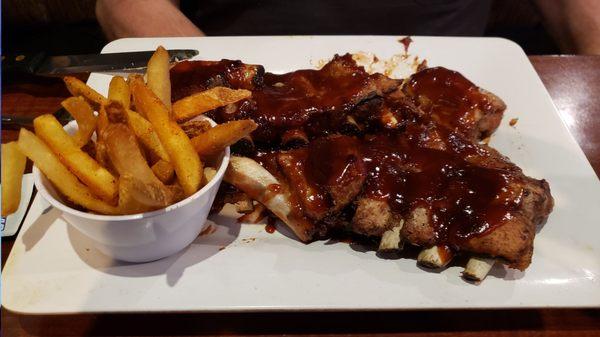 Two racks of ribs and fries