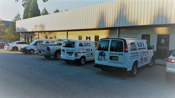 Repair trucks fully stocked with parts.