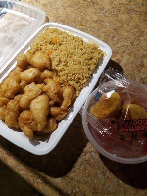 Sweet and Sour Chicken Combination platter (includes egg roll)