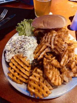 Black & Blue is amazingly delicious and Waffle Fries are the bomb.