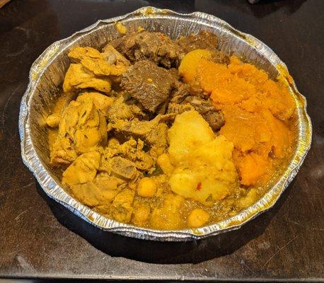 Curry goat + curry chicken combo