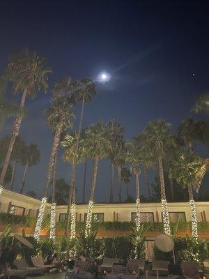 Sit by the pool and enjoy the moon.