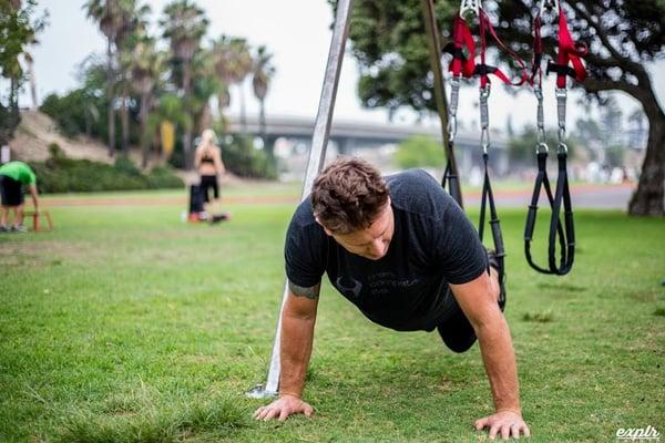 Showing how to do an Atomic Mountain Climber at one of our Mission Bay Locations.