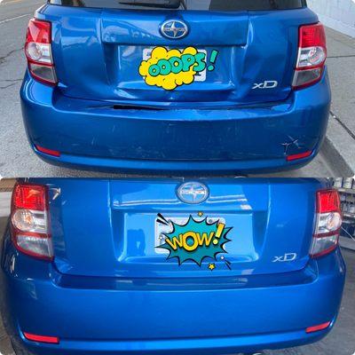 2013 Scion XD Rear Bumper & Liftgate replacement Before & After