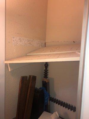 Left side of closet shelf