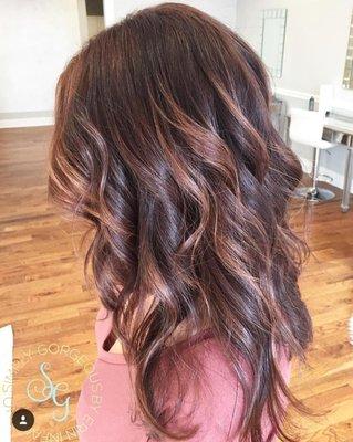 Fall balayage and fresh cut layers.