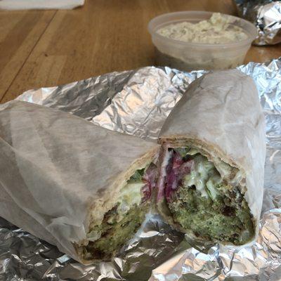 Falafel Wrap and Baba Ghanoush