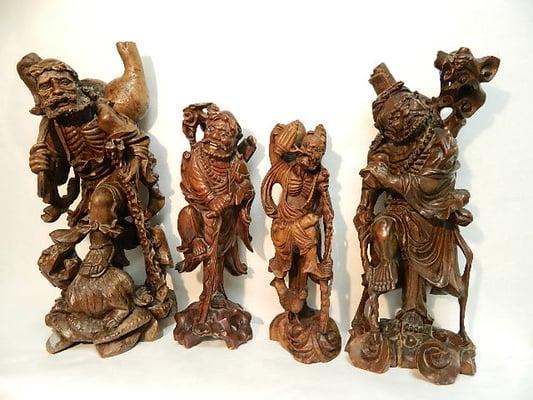 Antique Chinese Wood Carved Statues at Objets D'Art in Corpus Christi, Texas