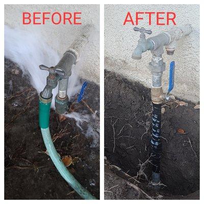 Exceptional clean work. fixed broken pipe.