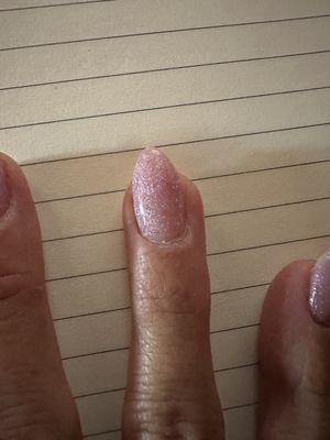 This nail is the one that has a mind of its own, shifting off to the left.