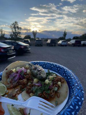 A beautiful sunset with the most amazing tacos, who could ask for more?!