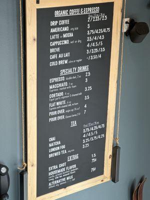 Drink menu