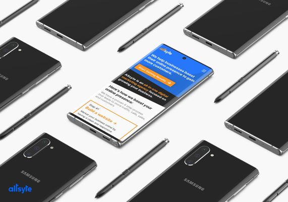 Altsyte's home page displayed on a Samsung mobile phone mockup